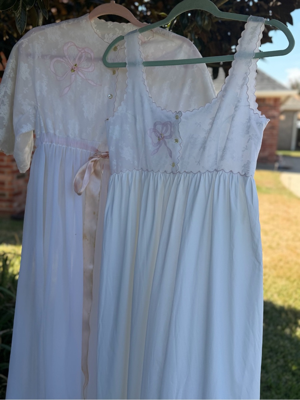 Vintage Eyeful by the Flaums 2-Piece Bridal Peignoir Nightgown & Robe Set M